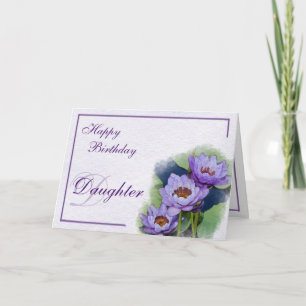 Carte Anniversaire pourpre de fille de lis d'étang