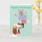 Carte Anniversaire Présente Anglais Setter Card (Fleur jaune)