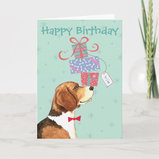 Carte Anniversaire présente Beagle (Devant)