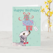 Carte Anniversaire présente Bedlngton Terrier Card (Fleur jaune)