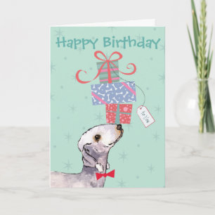 Carte Anniversaire présente Bedlngton Terrier Card