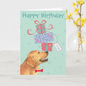 Carte Anniversaire présente Golden Retriever (Fleur jaune)