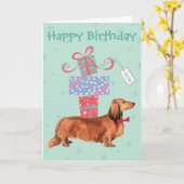 Carte Anniversaire présente LonghEI Dachshund (Fleur jaune)