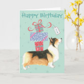 Carte Anniversaire présente Pembroke Welsh Corgi Card (Fleur jaune)