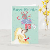 Carte Anniversaire Présente Poodle (Fleur jaune)