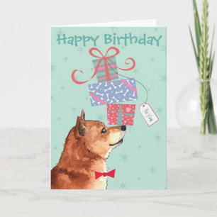 Carte Anniversaire présente Shiba Inu