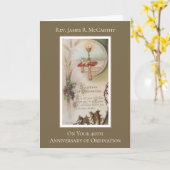 CARTE ANNIVERSAIRE PRÊTRE ORDINATION CHALICE HÔTE (Fleur jaune)