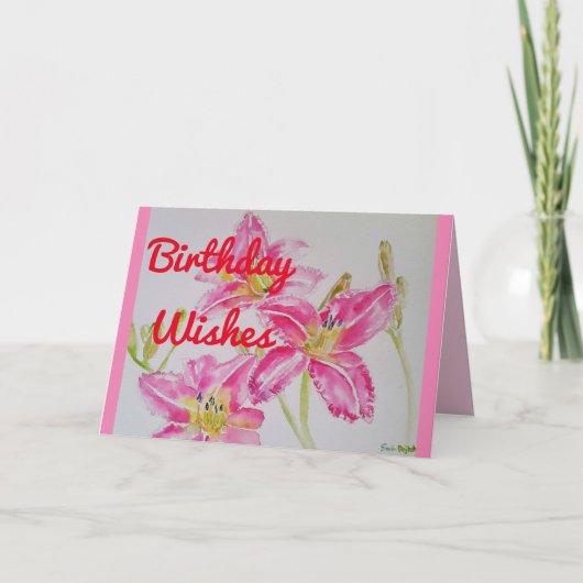 Carte Anniversaire Pretty Pink Lily (Devant)