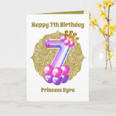 Carte Anniversaire Princesse 7e anniversaire ajouter nom (Fleur jaune)