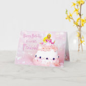 Carte Anniversaire Princesse - Imaginaire de gâteau poup (Fleur jaune)