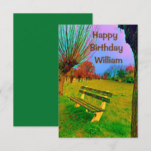 Carte Anniversaire Printemps Aquarelle Jardin Banc Pour
