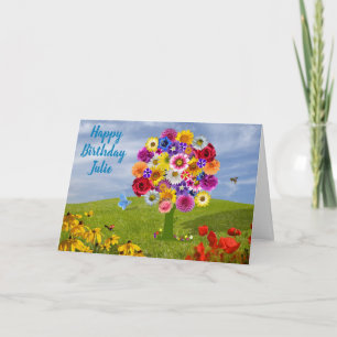 Carte Anniversaire Printemps Fleurs d'été mignonnes