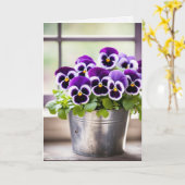 Carte Anniversaire Purple Pansy Bouquet (Fleur jaune)