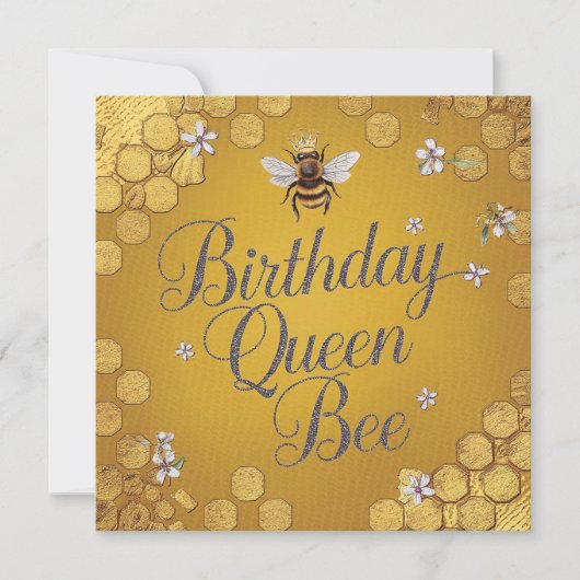 Carte Anniversaire Queen Bee - Design élégant Gold Honey (Devant)