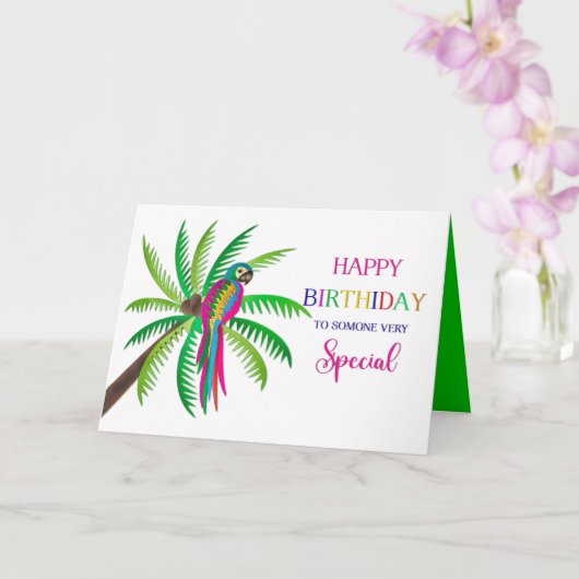 Carte Anniversaire Quelqu'un Perroquet tropical spécial  (Orchidée)