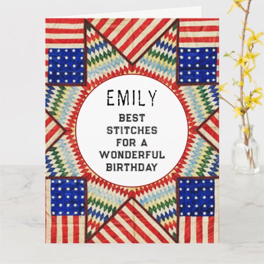 Carte Anniversaire Quilter (Fleur jaune)