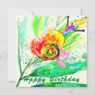 Carte Anniversaire Rainbow Snail - Peinture