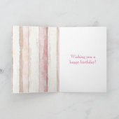 Carte Anniversaire rayures rose blanc beige (Intérieur)