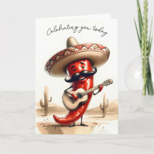 Carte Anniversaire Red Chili Pepper Musicien