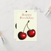 Carte Anniversaire Red Sweet Cherry - Votre nom (Devant/Arrière en situation)