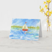 Carte Anniversaire Réflexions bateau à voile Relax Enjoy (Fleur jaune)