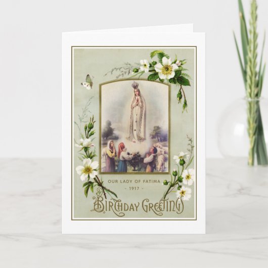 Carte Anniversaire Religieux Notre Dame de Fatima Vierge (Devant)