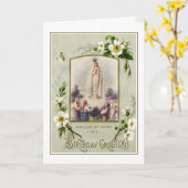 Carte Anniversaire Religieux Notre Dame de Fatima Vierge (Fleur jaune)