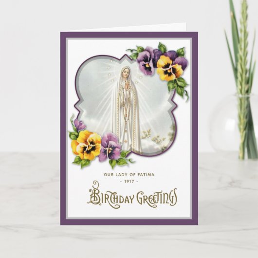 Carte Anniversaire Religieux Notre Dame de Fatima Vierge (Devant)