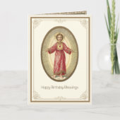 Carte Anniversaire religieux Sacré Coeur de Jésus (Devant)