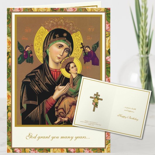Carte Anniversaire religieux Vierge orthodoxe byzantine