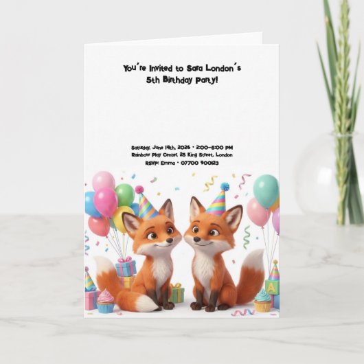 Carte Anniversaire Renard Adorable (Devant)
