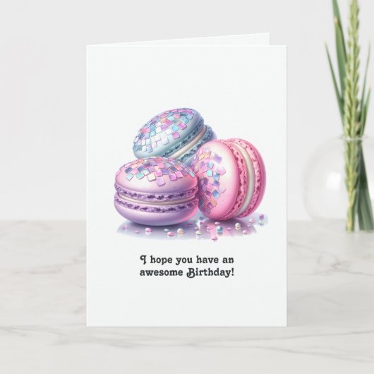 Carte Anniversaire rétro Disco Macarons (Devant)