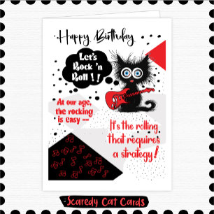Carte Anniversaire "Rock 'n Roll" de Chat Peureux
