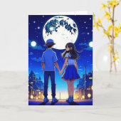 Carte Anniversaire romantique Anime Couple (Fleur jaune)