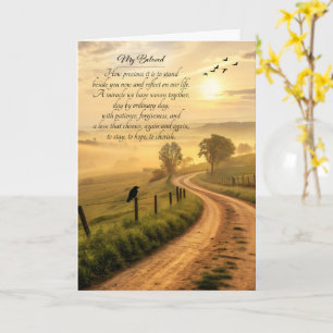 Carte Anniversaire romantique cher chemin de campagne