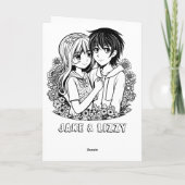 Carte Anniversaire romantique et mignon d'Anime Couple (Dos)