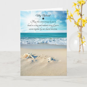 Carte Anniversaire romantique sur une plage de sable ave