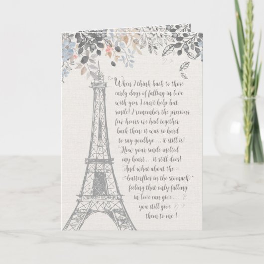 Carte Anniversaire romantique Tour Eiffel (Devant)