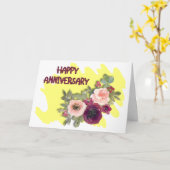 Carte Anniversaire rose (Fleur jaune)