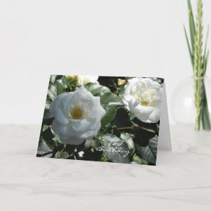 Carte Anniversaire Rose Blanche Élégante