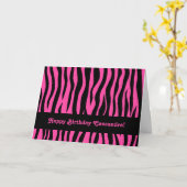 Carte Anniversaire rose chaud (Fleur jaune)