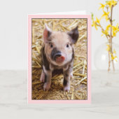 Carte Anniversaire Rose Cochon (Fleur jaune)