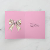 Carte Anniversaire Rose Coeur Léopard Fille Ruban (Intérieur)
