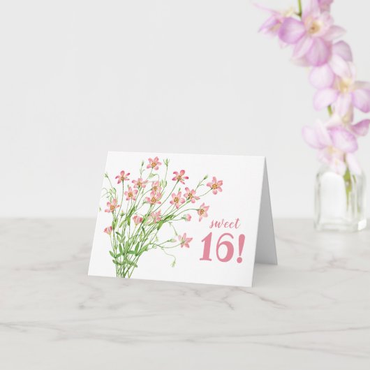 Carte Anniversaire rose de 16 fleurs sucrées (Orchidée)