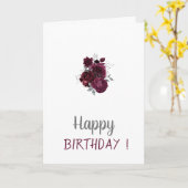 Carte Anniversaire Rose de Bourgogne (Fleur jaune)