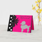Carte Anniversaire rose de caniche (Fleur jaune)