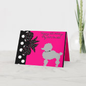 Carte Anniversaire rose de caniche (Devant)