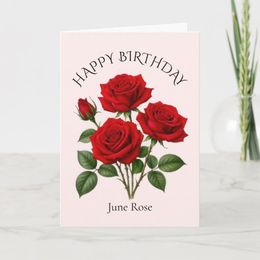 Carte Anniversaire Rose de Juin (Devant)