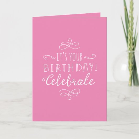 Carte Anniversaire rose et blanc (Devant)