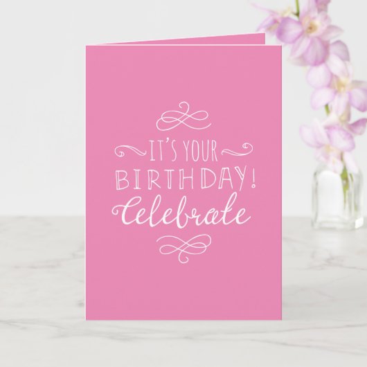 Carte Anniversaire rose et blanc (Orchidée)